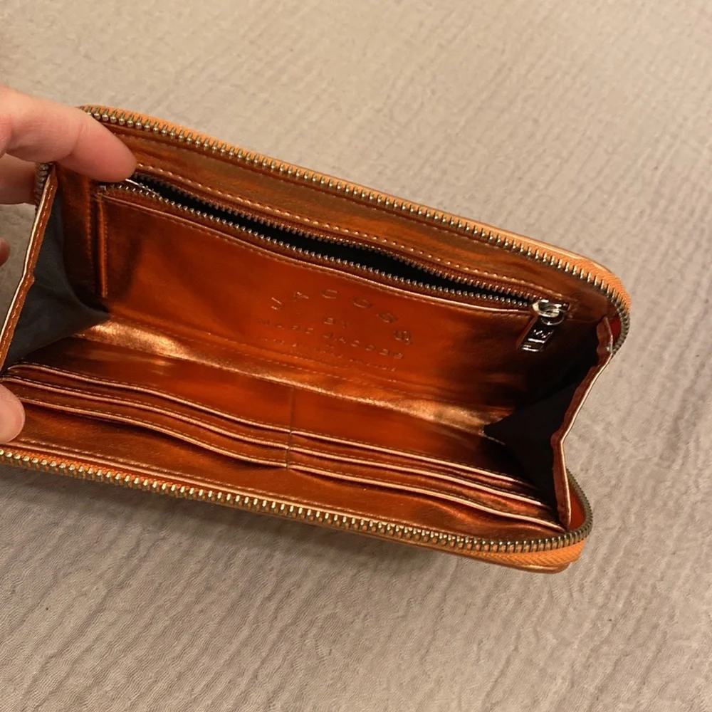Marc By Marc Jacobs Metallic Orange Leather Wallet s